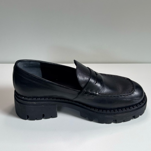 Free People Womens Loafers Shoes Lyra Lug Platform Black Leather EU 38.5 US 8 - Picture 7 of 15